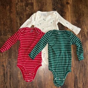 Carter's Red, Green, and White Bodysuit Trio